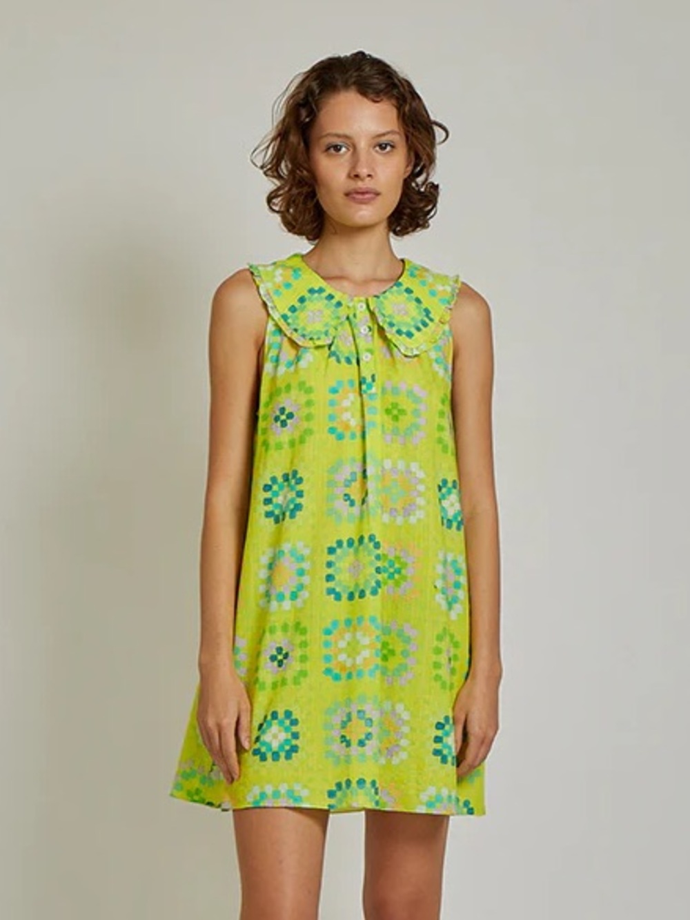 Rachel Antonoff bohemian Tanya trapeze sleeveless ruffle collar dress size xl - Picture 2 of 15